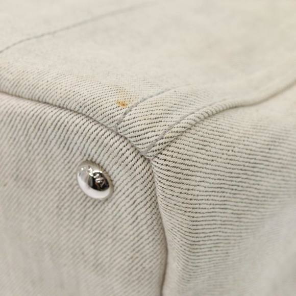 PRADA Bijoux Canapa PM Hand Bag Canvas 2way Gray Silver Auth 85622 - Picture 15 of 16